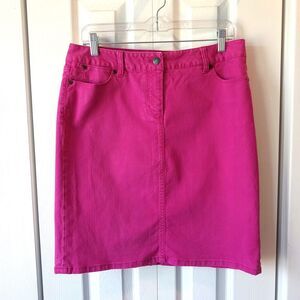 Talbots Hot Pink Fucshia Denim Skirt Size 10 Petite